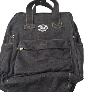Planet Gold Black Backpack with Adjustable Straps and Metal Hardware